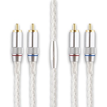 【川木】發燒級 rca 純單晶銅銀 音頻線【M180】二對二 雙蓮花