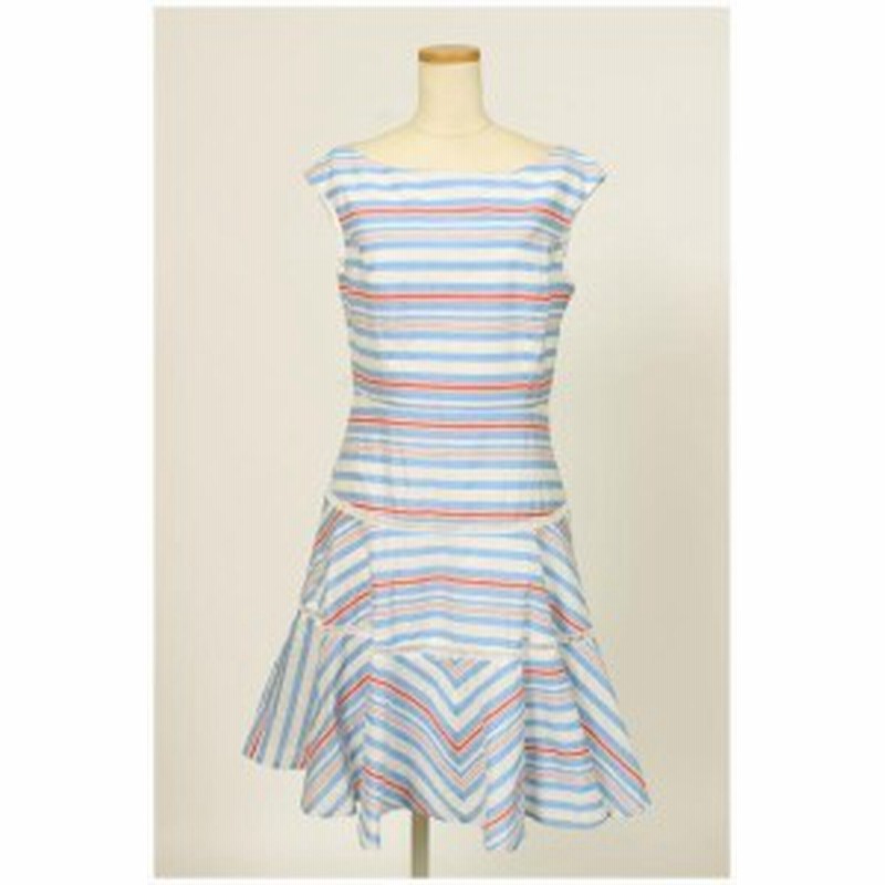 中古 マーリエパーエフデ Maglie Par Ef De 15ss ワンピース マルチボーダー ひざ丈 ノースリーブ 7 青 ブルー Hk0422 レディース 通販 Lineポイント最大1 0 Get Lineショッピング