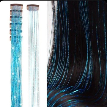 閃光tinsel hair鐳射金銀絲6件套BB夾一片式假髮閃亮炫彩無痕挑染