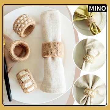 美式鄉村風餐巾環【台灣現貨】亞麻草編織餐巾扣 麻繩餐巾環 家用廚房餐桌裝飾擺設 民宿餐廳擺件 餐扣 餐巾圈 餐巾小裝飾