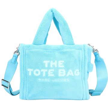 MARC JACOBS THE TERRY 迷你款 簇絨刺繡字母毛絨布兩用托特包(藍色)