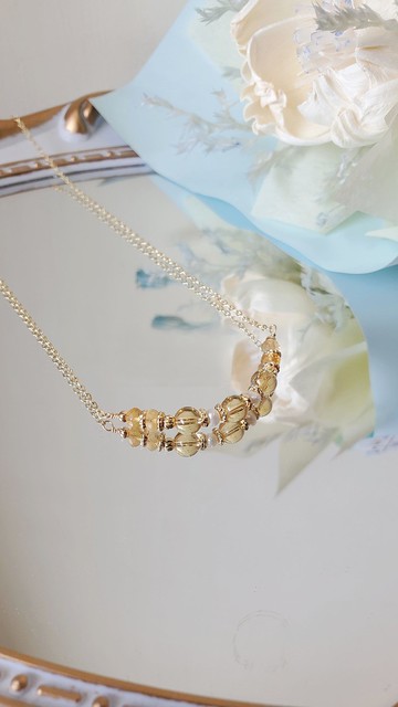 力量鎖骨鏈款-太陽神經叢2.0-脈輪系列/黃水晶/淡水珍珠