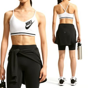 Nike As W Nk Indy Ls Logo Bra 運動內衣 女款 白色 輕支撐 可調肩帶 IM9923-100