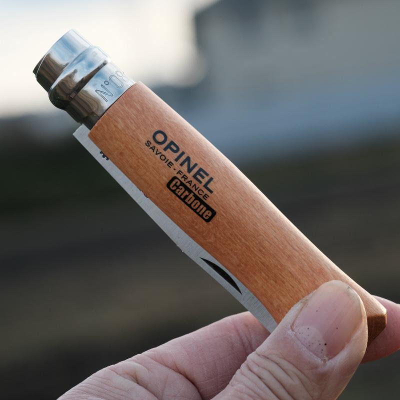 オピネル（opinel) カーボン　no7　革紐付き