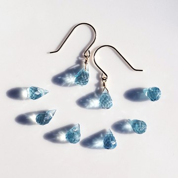 14KGF 聖瑪利亞海藍寶石 水滴切割耳環 - Marcelle