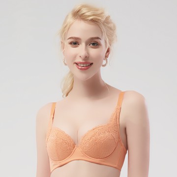 SWEAR 思薇爾 月季花情系列 B-F罩 蕾絲 包覆 女內衣 (珊橘色)