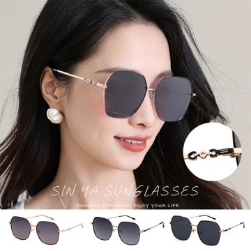 【SINYA】時尚韓版金屬墨鏡 法式精品雙環結扣造型 修臉神器 大框顯小臉 輕量/防眩光/抗UV400