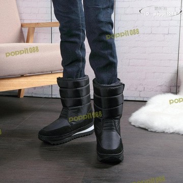 開業優惠！！！【限時免運】九色雪花 雪地靴棉鞋男靴黑色平底中筒防潑水加厚冬鞋