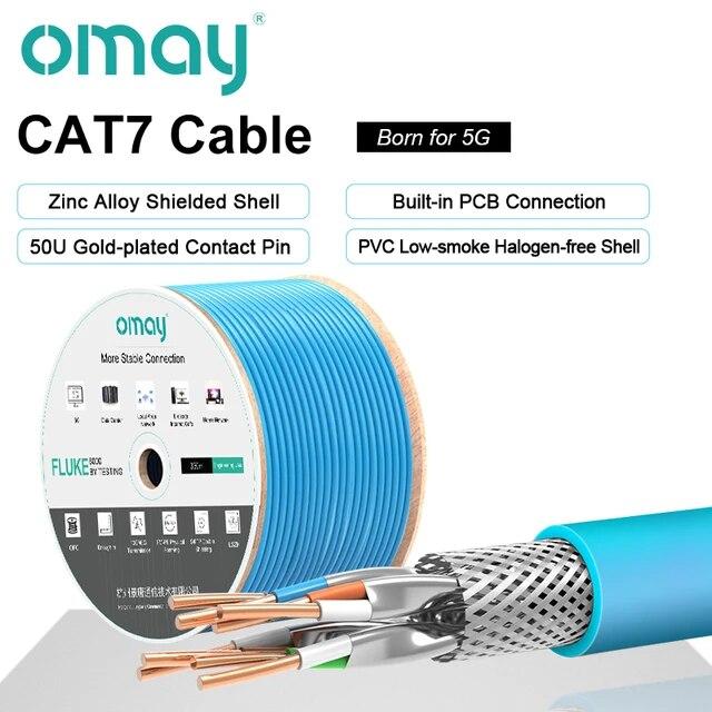 ケーブルcat7ネットワークイーサネットケーブルs ftp 23awg 4pr omay lszh 10gbps 600mhz二重シールドフリー銅サポ