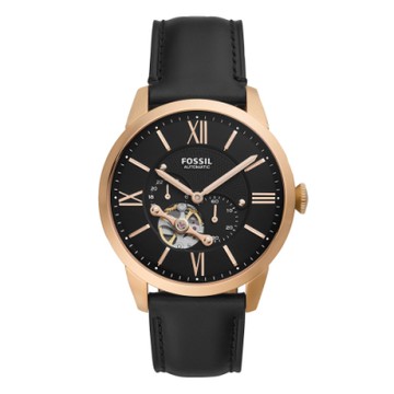 FOSSIL 時光傳承機械腕錶-黑X玫瑰金(ME3170)/44mm