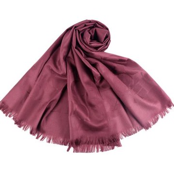 COACH 大C LOGO蠶絲羊毛薄圍巾-酒紅