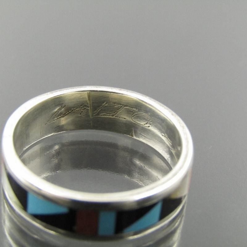 Rodney Lalio ズニ族 リング インレイ マルチストーン ZUNI 15号 Rodney Lalio ズニ族 リング インレイ マルチストーン ZUNI 15号