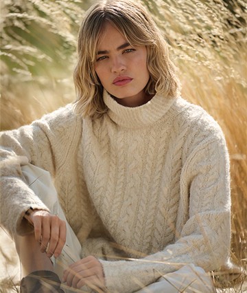 Superdry Women's Cable Roll Neck Jumper Cream Size: 4