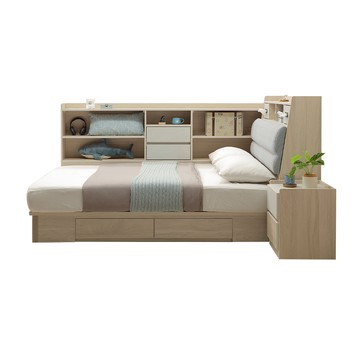 直人木業-DORIS現代風收納側兩抽床組搭配床邊櫃(附USB插座)-單人加大3.5尺