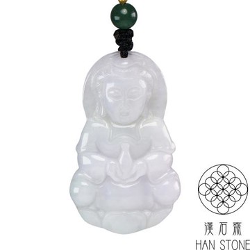 【漢石齋】天然翡翠A貨 觀音玉佩吊墜 淺紫羅蘭種(23*38*5mm以上)