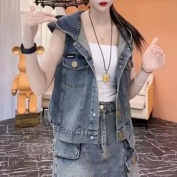 衣時尚 牛仔外套 馬甲外套 背心 無袖上衣 中大尺寸 S-3XL新款牛仔馬甲外套洋氣顯瘦百搭背心馬夾上衣-7520.