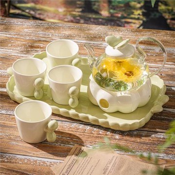 高顏值玻璃花茶壺套裝花草水果茶具蠟燭加熱下午茶茶壺花茶杯耐熱