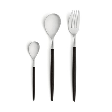 MIO系列-黑柄霧面不銹鋼-點心叉點心匙咖啡匙-點心3件組 黑柄點心3件組