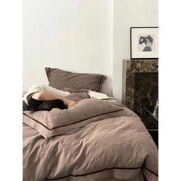 全棉大提花80支水洗棉四件套立體浮雕床上用品歐式純棉高級感被套