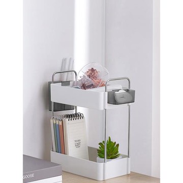 桌上書架桌面置物架辦公桌文具收納盒學生筆筒多功能分層架大容量