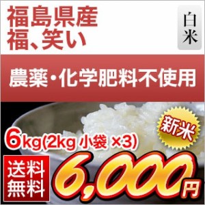 新米 令和5年(2023年) 産 福島県産 福、笑い 白米6kg(2kg×3袋) 農薬及び化学肥料は