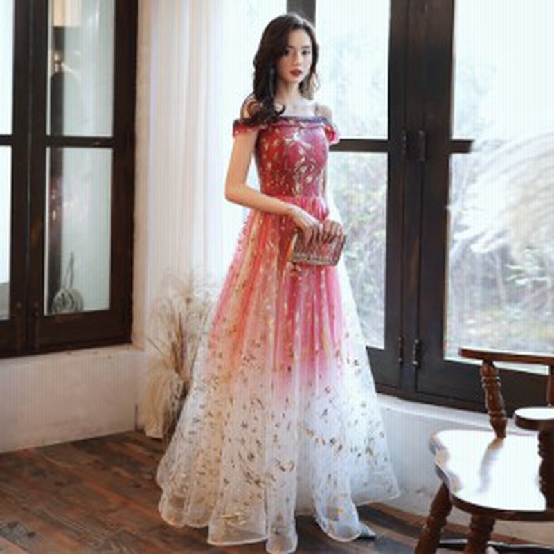 オフショルダー カラードレス Aライン ウェディングドレス イブニングドレス 二次会 披露宴 花嫁 演奏会 結婚式ワンピース 通販 Lineポイント最大1 0 Get Lineショッピング