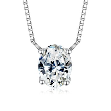 KATROY．莫桑鑽項鍊．純銀．橢圓