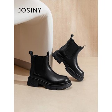 卓詩尼切爾西靴爆款黑色2026秋冬新款厚底馬丁靴煙筒短筒短女靴子