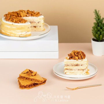 生日禮物【B.Lattice】焦糖脆脆千層蛋糕【奶蛋素】 카라멜 달고나 밀크레이프【채식주의자】｜生日蛋糕/下午茶/甜點/冷凍宅配/情人節