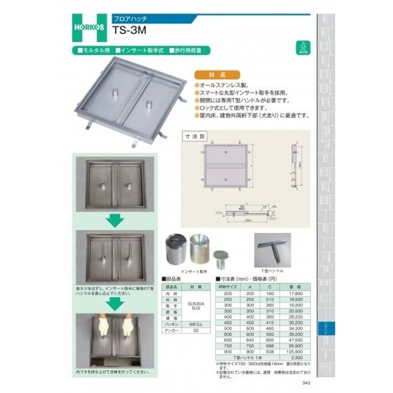 ホーコス フロアハッチ TS-3M 600-