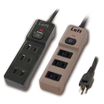 【聖岡科技Dr.AV】黑色/奶茶色LL-755S-6工業風2孔1開3插6尺延長線(日式彈跳開關/加大間距/180度插頭)