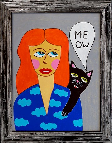 Girl with a cat 肖像複製畫布面 30x40 cm壓克力