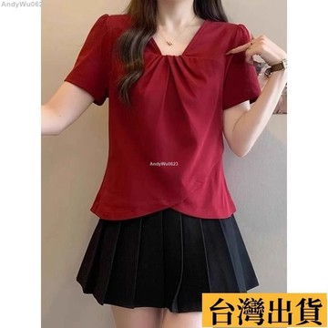 🌈台倉出庫🌈 大碼胖MM韓係簡約夏季女裝新款不規則短袖T恤時尚設計感百搭上衣 CUNQ