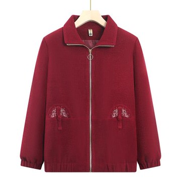 2023新款媽媽春裝燈芯絨外套40-60中老年女洋氣春秋短款大碼上衣