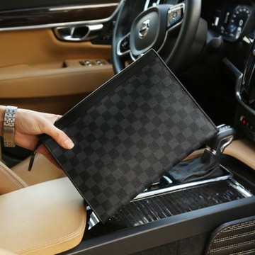 班布里奇秋冬新款時尚男士大容量手拿包男款錢包男士小方格包手包