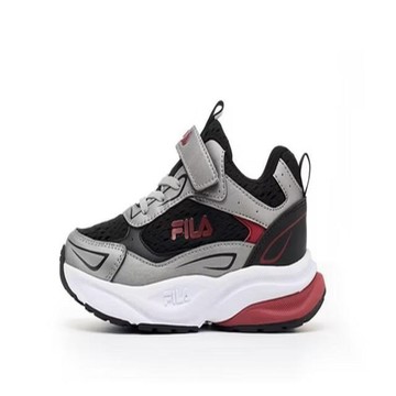 FILA KIDS 大童護足輕量慢跑運動鞋-銀黑 3-J807A-402