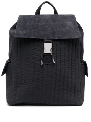 Eleventy - embossed-logo suede backpack - men - Polyamide/Calf Suede/Polyester/Polyurethane/Polyurethane/Cotton/Polyester - One Size - Blue