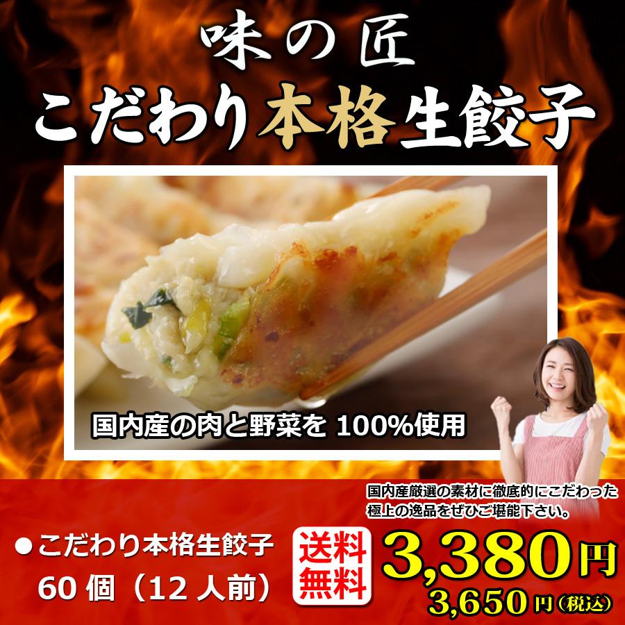 送料無料 (こだわり本格生餃子６０個入り) 1２人前　冷凍餃子  生餃子 餃子 ぎょうざ ギョーザ ギョウザ 冷凍生餃子 お取り寄せ セット 冷凍食品 グルメ