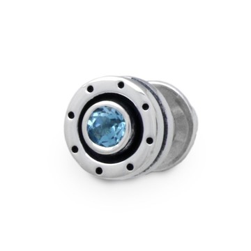 藍色托帕石 / 925 純銀 耳環 / 單邊販售 / 簡約 / 銀飾 男 / 男友禮物 / pe16