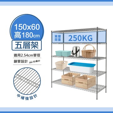 【中補強設計｜耐重款250KG】150x60x180H 五層架 鐵力士架 置物架 波浪架 貨架 組合架 展示架 收納架