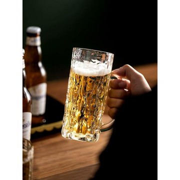 日本進口東洋佐佐木啤酒杯大容量水杯茶杯無鉛玻璃杯帶把手扎啤杯