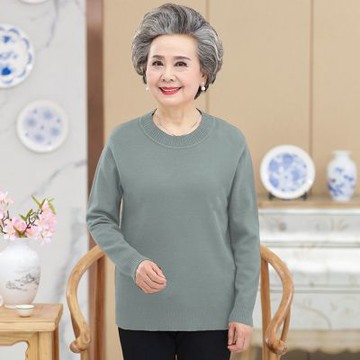 [米蘭精品] 現貨+預購 高級針織衫上衣秋冬毛衣寬鬆大碼休閒女裝百搭媽媽裝-長袖圓領純色女上衣7色74mo38