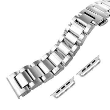 Apple Watch 蘋果手錶替用錶帶 蝴蝶雙壓扣 不鏽鋼錶帶-銀色