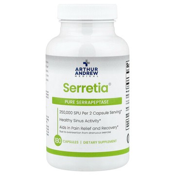 Arthur Andrew Medical, Serretia®，全舍雷肽酶，180 粒膠囊（每粒膠囊 125,000 SPU）