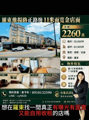羅東維揚路大路邊高投報11米大面寬金店面別墅｜宜蘭縣羅東鎮維揚路