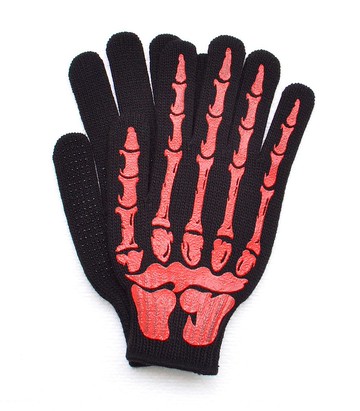 骨感工作手套/黑色/紅色/F尺寸/hellcatpunks/c-08