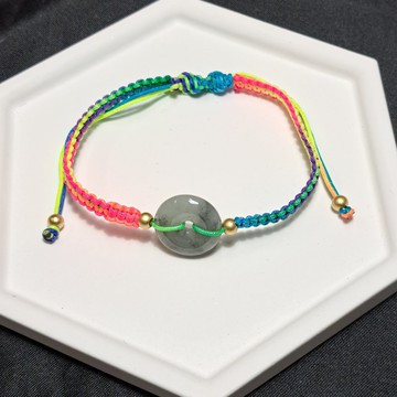 【願‧平安】冰種飄花翡翠平安扣編織手鍊 |天然緬甸翡翠A貨|送禮