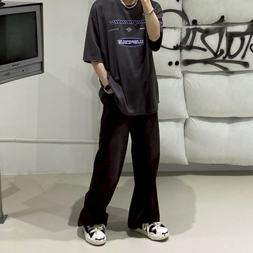 【衣衫倉庫】牛仔褲 韓國 水洗 落地 寬褲 落地牛仔長褲 設計 闊腿褲 嘻哈 長褲男