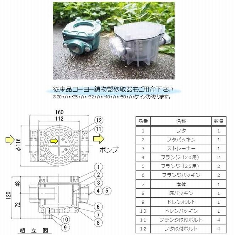 コーヨー 井戸ポンプ 砂取器 砂こし器 25mm スケルトン式 砂取り器 