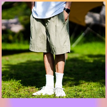 【CLAN】防潑水 薄款 戶外 機能短褲 輕便尼龍短褲 快乾速乾 機能布 登山 五分 工裝短褲 露營 素面短褲 寬短褲